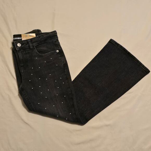 black Mid rise flare studded size 10.5 plus - Picture 1 of 8